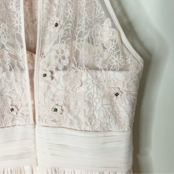 Forever New Women's Maxi Dress Long Lace beaded bodice Chiffon Pale Pink 2 - Picture 11 of 15